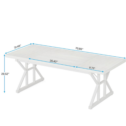 Modern white computer desk with alloy steel frame, spacious writing surface, and 3 drawers for home office or gaming.
