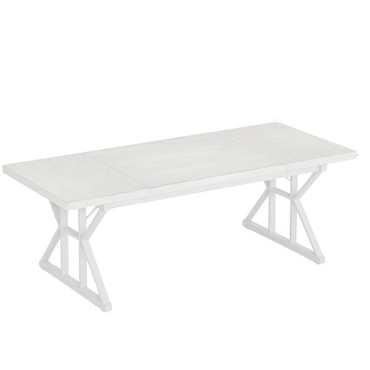 Modern white computer desk with alloy steel frame, spacious writing surface, and 3 drawers for home office or gaming.