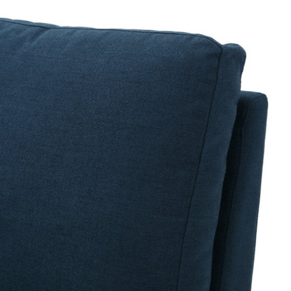 Modern navy blue 5-piece modular sectional sofa set with ottoman and birch wood legs