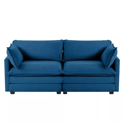 Navy Blue Corduroy Loveseat Sofa – Modern 2-Seater Upholstered Couch with Soft Foam Cushions, Removable Covers, and Sturdy Wood-Metal Frame for Living Room or Small Spaces