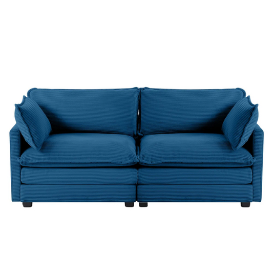 Navy Blue Corduroy Loveseat Sofa – Modern 2-Seater Upholstered Couch with Soft Foam Cushions, Removable Covers, and Sturdy Wood-Metal Frame for Living Room or Small Spaces