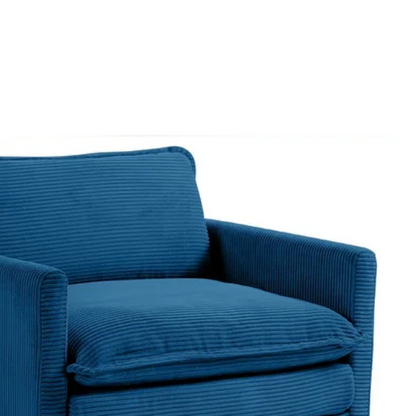 Navy Blue Corduroy Loveseat Sofa – Modern 2-Seater Upholstered Couch with Soft Foam Cushions, Removable Covers, and Sturdy Wood-Metal Frame for Living Room or Small Spaces