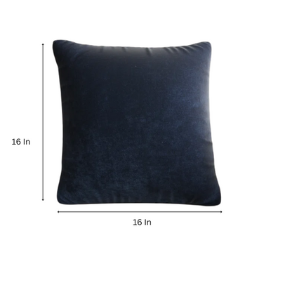 Navy blue crushed velvet throw pillow, square 16x16 design with soft texture and reversible cover, styled on a modern sofa for cozy, elegant home decor.

