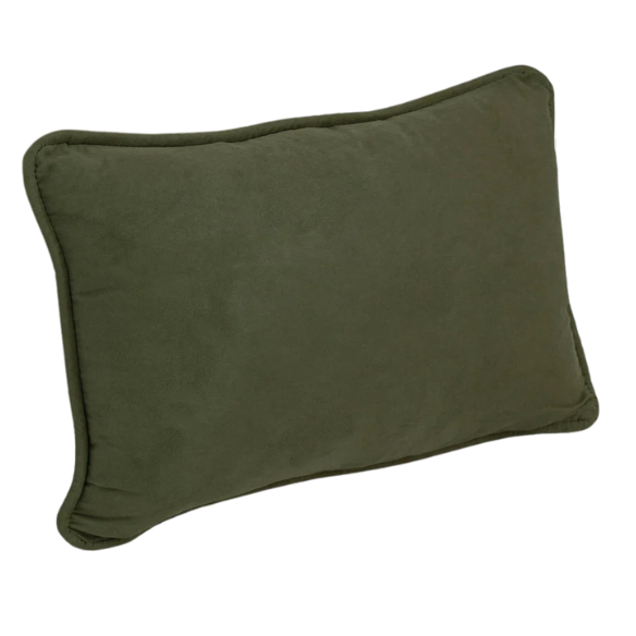 Olive drab microsuede lumbar throw pillow set of 2 with piped edges – decorative rectangular cushions for sofa, bed, and accent chairs