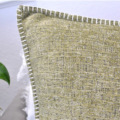 Set of 2 olive green chenille throw pillow covers with hidden zippers and soft velvet-like texture – 20x20 inch reversible decorative cushion covers for sofas, beds, and cozy home décor