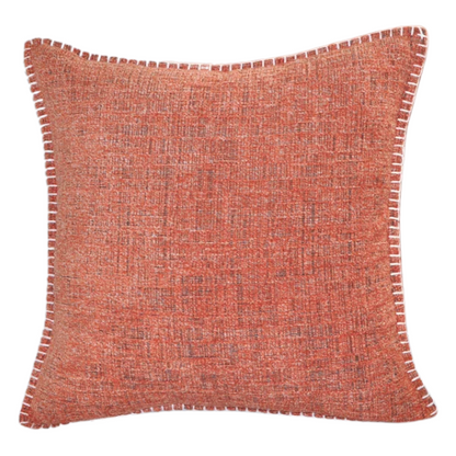 Set of 2 orange chenille throw pillow covers with hidden zippers and soft velvet-like texture – 20x20 inch reversible cushion covers for sofas, beds, and vibrant home decor accents