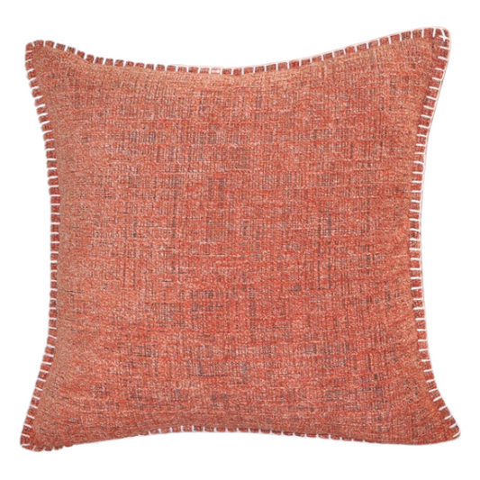 Set of 2 orange chenille throw pillow covers with hidden zippers and soft velvet-like texture – 20x20 inch reversible cushion covers for sofas, beds, and vibrant home decor accents