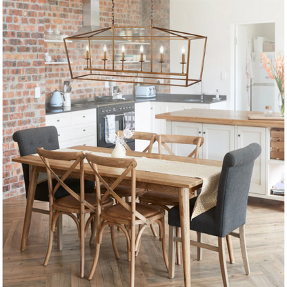 Antique gold lantern-style metal pendant light with exposed LED bulb and adjustable chain, ideal for kitchens or entryways

