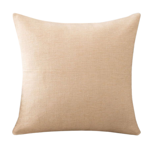Beige Cotton Linen Throw Pillow Cover – Soft Decorative Square Cushion with Hidden Zipper for Sofa, Bed, or Living Room (4 Sizes Available)