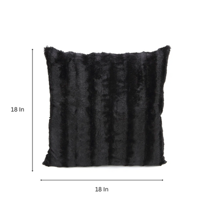 Set of two black faux fur throw pillows, 18x18 inches, square decorative accent pillows for sofa, couch, or bed – soft, plush, and machine washable

