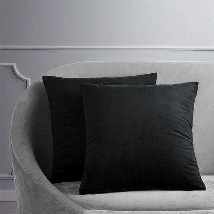 Set of 2 luxury black pillow covers with zipper closure for modern home decor, perfect for living rooms, bedrooms, and sofas.