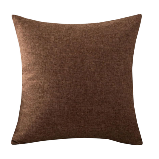 Brown Cotton Linen Throw Pillow Cover – Decorative Square Cushion Case with Hidden Zipper for Sofa, Bed, or Living Room (Available in 4 Sizes)