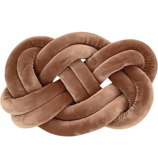 Brown Knot Throw Pillow – Plush Decorative Cushion for Sofa, Bed, Nursery or Kids Room (17.7 x 13.7 inches)