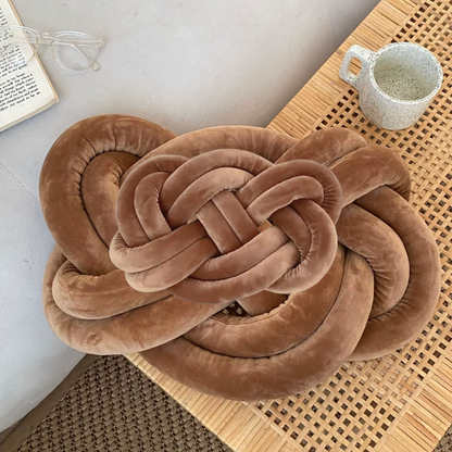 Brown Knot Throw Pillow – Plush Decorative Cushion for Sofa, Bed, Nursery or Kids Room (17.7 x 13.7 inches)