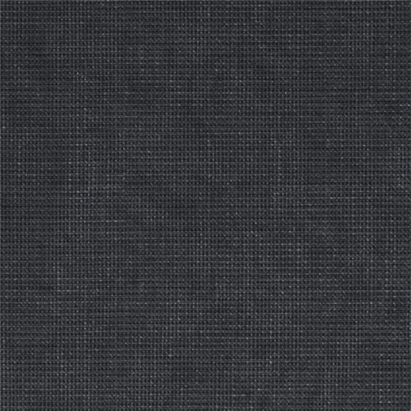 Dark blue canvas queen-size platform bed with tall wingback headboard and black tapered legs.

