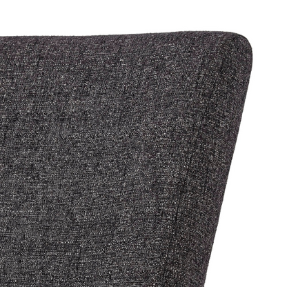 Set of 2 upholstered Parson dining chairs in dark charcoal grey fabric with espresso wood legs and high backs, ideal for formal and casual dining spaces.

