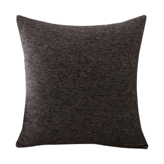 Dark Grey Cotton Linen Throw Pillow Cover – Square Decorative Cushion Case with Hidden Zipper for Sofa, Bed, or Living Room Decor (Available in 4 Sizes)