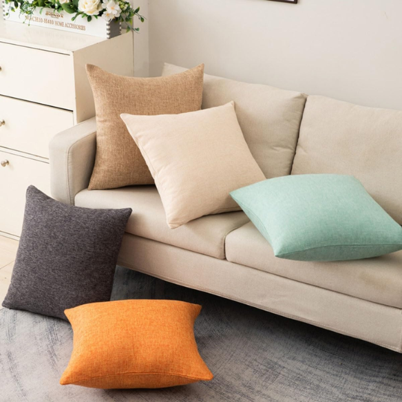 Dark Grey Cotton Linen Throw Pillow Cover – Square Decorative Cushion Case with Hidden Zipper for Sofa, Bed, or Living Room Decor (Available in 4 Sizes)