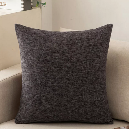 Dark Grey Cotton Linen Throw Pillow Cover – Square Decorative Cushion Case with Hidden Zipper for Sofa, Bed, or Living Room Decor (Available in 4 Sizes)