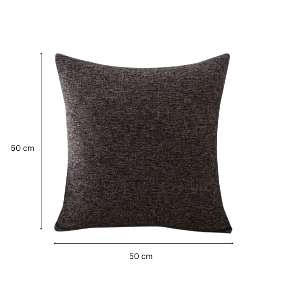 Dark Grey Cotton Linen Throw Pillow Cover – Square Decorative Cushion Case with Hidden Zipper for Sofa, Bed, or Living Room Decor (Available in 4 Sizes)