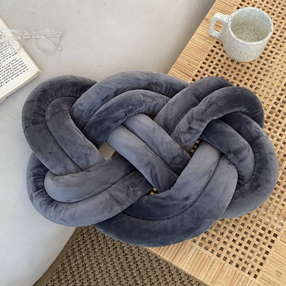 Dark Grey Knot Throw Pillow – Soft Plush Decorative Cushion for Sofa, Bed, Nursery or Kids Room (17.7 x 13.7 inches)