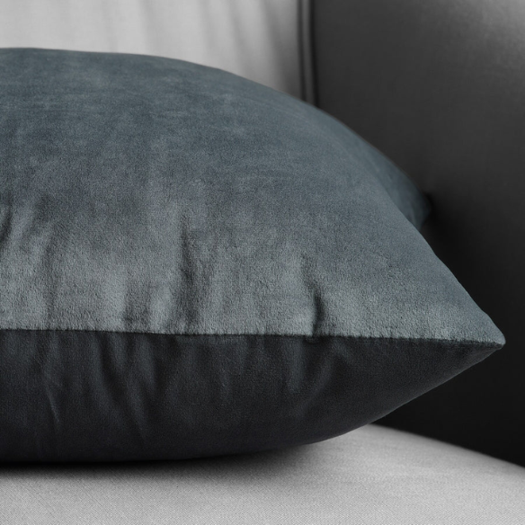 Set of 2 dark grey pillow covers with zipper closure, modern and elegant design for sofas, beds, and home decor accents.