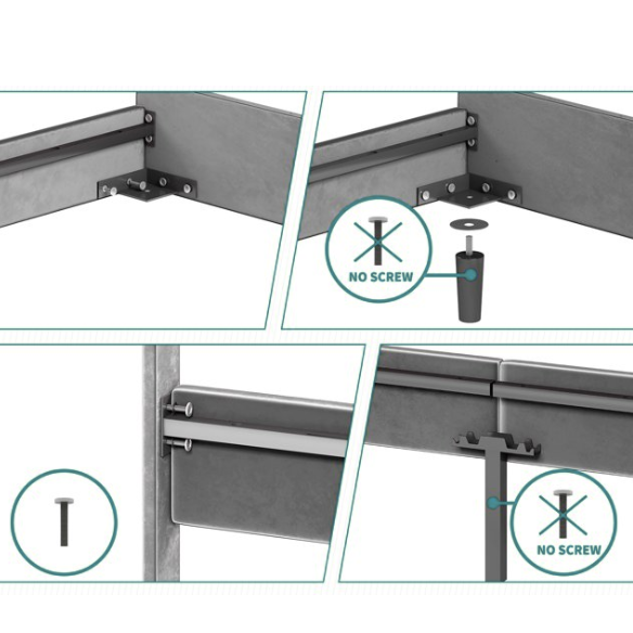 Grey full size upholstered bed frame with tufted velveteen headboard, built-in RGB LED strip lighting, and smart app control features