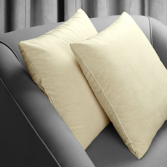 Set of 2 luxury light beige pillow covers with zipper closure for modern home decor, perfect for living rooms, bedrooms, and sofas.