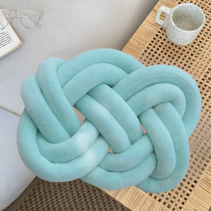 Light Blue Knot Throw Pillow – Soft Plush Decorative Cushion for Sofa, Bed, Nursery or Kids Room (17.7 x 13.7 inches)