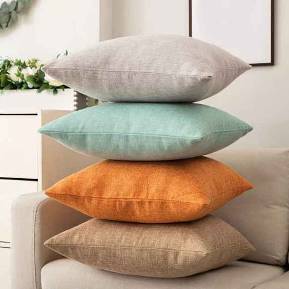 Light Green Cotton Linen Throw Pillow Cover – Decorative Square Cushion Case with Hidden Zipper for Sofa, Bed, or Chair (Available in 4 Sizes)
