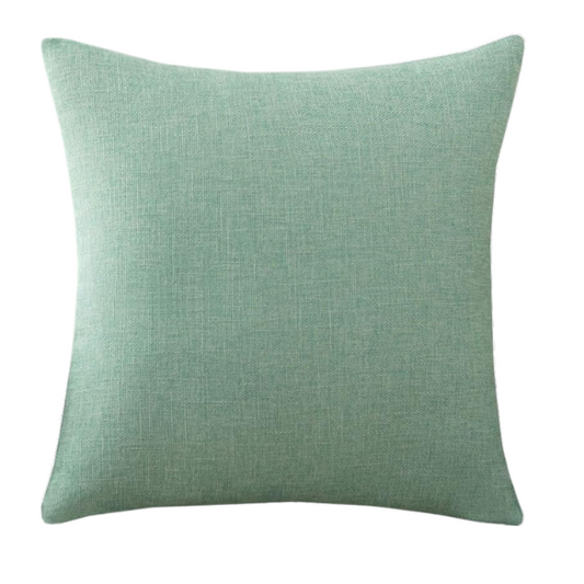 Light Green Cotton Linen Throw Pillow Cover – Decorative Square Cushion Case with Hidden Zipper for Sofa, Bed, or Chair (Available in 4 Sizes)