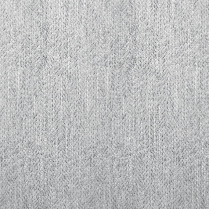 Light grey upholstered Parsons chair with scrolled high back, antique bronze nailhead trim, and solid wood legs