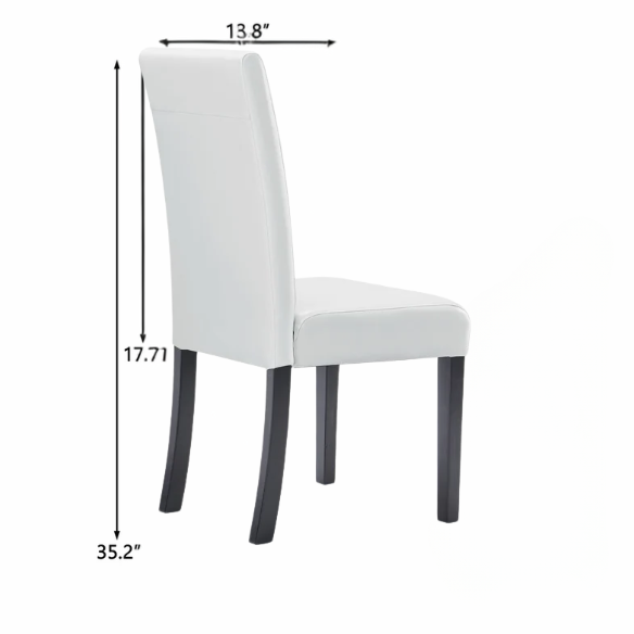 Set of 2 light grey PU leather Parsons dining chairs with cushioned seats and solid wood legs, designed for modern or contemporary dining spaces.

