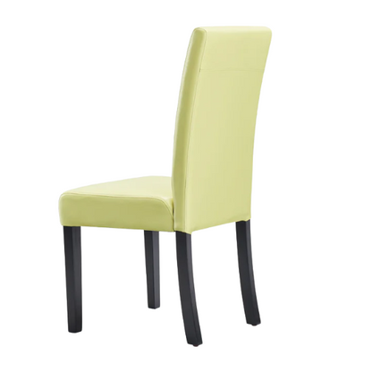 Set of 2 lime green PU leather Parsons dining chairs featuring cushioned seats and solid wood legs, perfect for bold and modern dining room designs.

