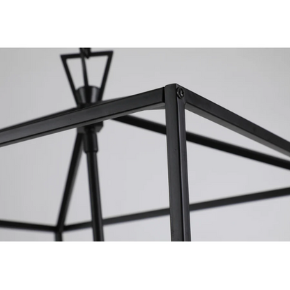 Matte black iron cage chandelier with candle-style lighting, ideal for dining rooms, foyers, and staircases

