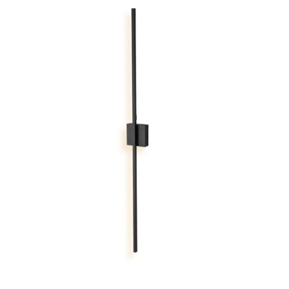 Modern black linear LED wall sconce with matte finish, designed for vertical or horizontal installation in contemporary interiors
