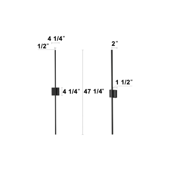 Modern black linear LED wall sconce with matte finish, designed for vertical or horizontal installation in contemporary interiors