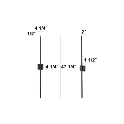 Modern black linear LED wall sconce with matte finish, designed for vertical or horizontal installation in contemporary interiors