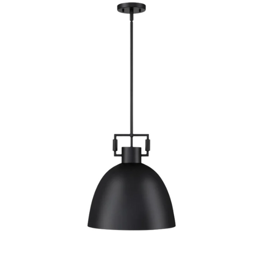 Modern matte black metal pendant light with dome shade, adjustable ceiling fixture for kitchen island, hallway, or bedroom