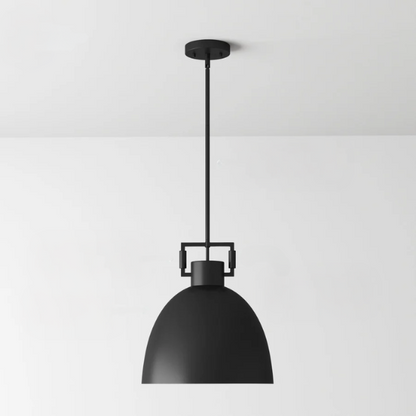 Modern matte black metal pendant light with dome shade, adjustable ceiling fixture for kitchen island, hallway, or bedroom