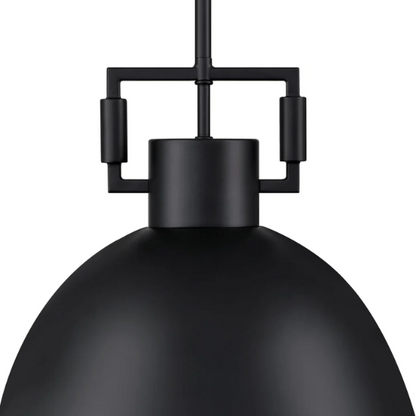Modern matte black metal pendant light with dome shade, adjustable ceiling fixture for kitchen island, hallway, or bedroom