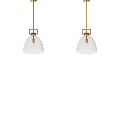 Modern gold pendant light with clear glass dome shade, adjustable hanging ceiling fixture for kitchen island, entryway, or bedroom