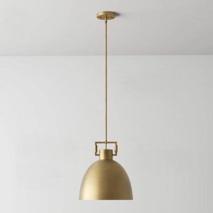Modern gold metal pendant light with matte dome shade, adjustable ceiling fixture for kitchen island, hallway, or bedside lighting