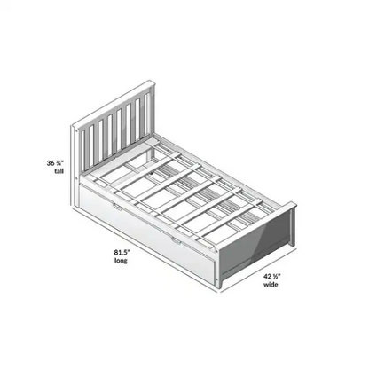 Stylish Twin Bed with Trundle: Wooden Bed Frame with Headboard and Slatted Design – Ideal for Kids' Rooms