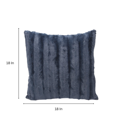 Set of two navy blue faux fur throw pillows, 18x18 inches, square decorative cushions with soft microfiber filling—ideal for sofas, beds, and cozy accent chairs

