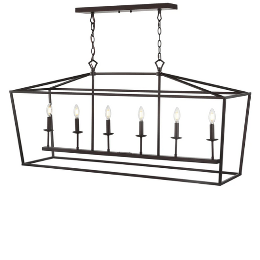 Oil rubbed bronze lantern-style pendant light with exposed LED bulb and adjustable hanging chain, ideal for kitchens, dining rooms, or hallways

