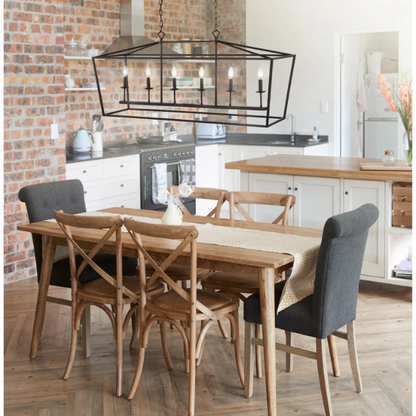 Oil rubbed bronze lantern-style pendant light with exposed LED bulb and adjustable hanging chain, ideal for kitchens, dining rooms, or hallways

