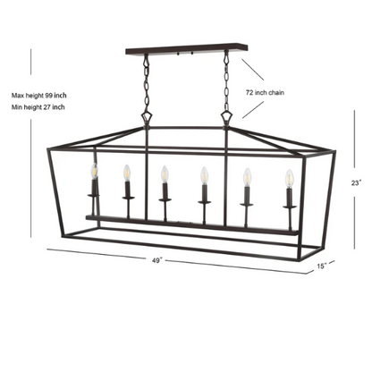Oil rubbed bronze lantern-style pendant light with exposed LED bulb and adjustable hanging chain, ideal for kitchens, dining rooms, or hallways

