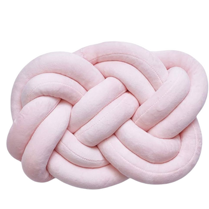 Pink Knot Throw Pillow – Plush Decorative Cushion for Sofa, Bed, Nursery or Kids Room (17.7 x 13.7 inches)