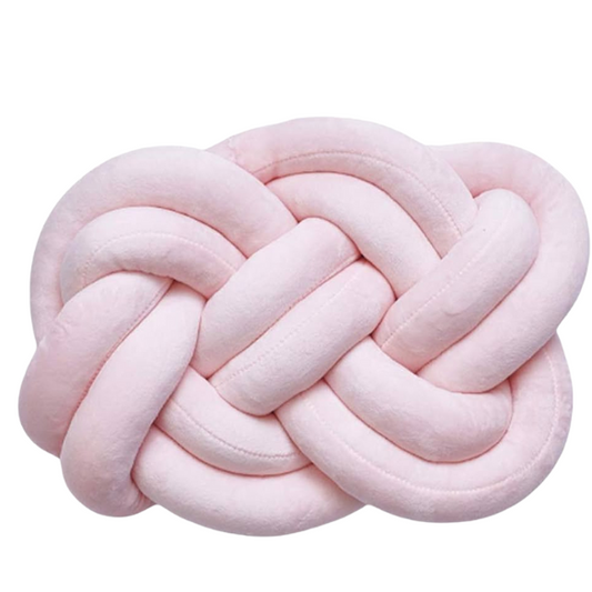 Pink Knot Throw Pillow – Plush Decorative Cushion for Sofa, Bed, Nursery or Kids Room (17.7 x 13.7 inches)